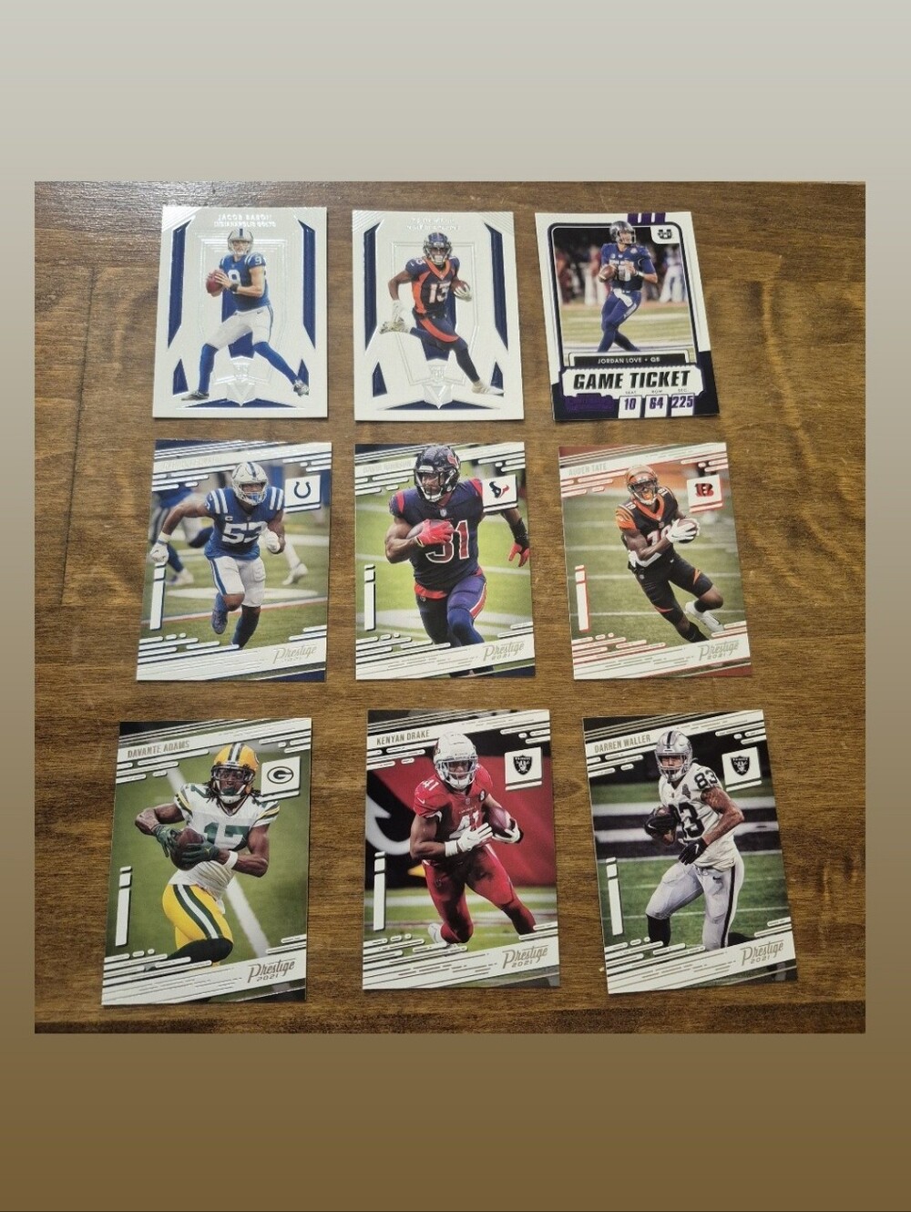 Panini Football Card Lot with Blue, White, Green, Red, Black Accents